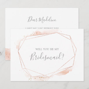 Carte de proposition rose Gold Watercolor Bridesma