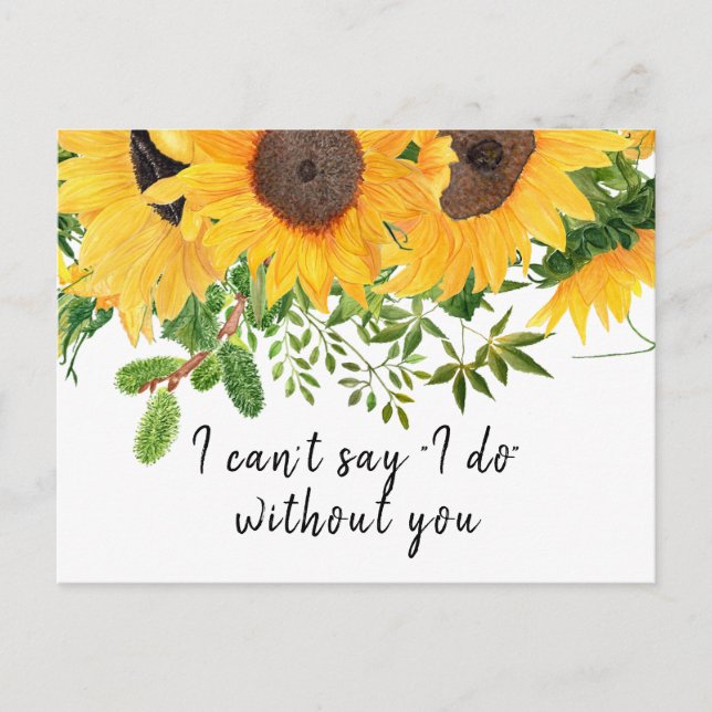 Carte de proposition Russe Boho Sunflower Bridesma (Devant)