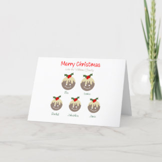Carte de pudding de Noël de famille personnalisée