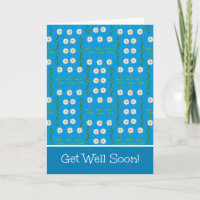 Carte de puits : Motif de marguerites sur Turquois
