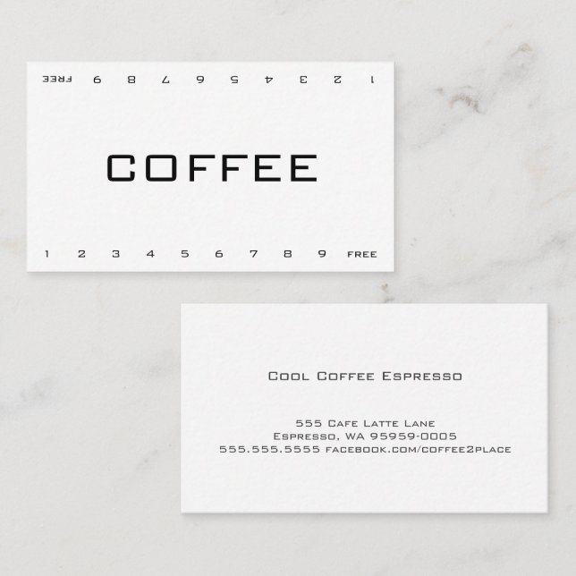 Carte de punch pour café biz double numéro Loyauté (Devant / Derrière)
