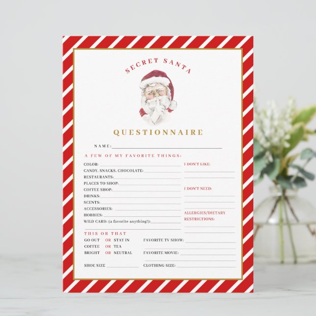 Carte de questionnaire MERI Christmas Secret Père  (Debout devant)