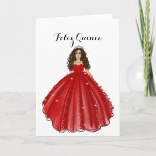 Carte de Quinceanera rouge - Joyeux Anniversaire Q