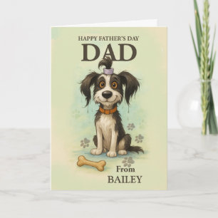 Carte De Quirky Dog Funny Fête des pères Nom personnalis