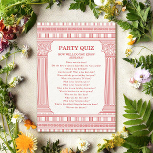 Carte de quiz de soirée rose en rose