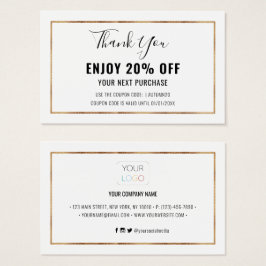 Carte de rabais Faux Gold Foil Effet Frame