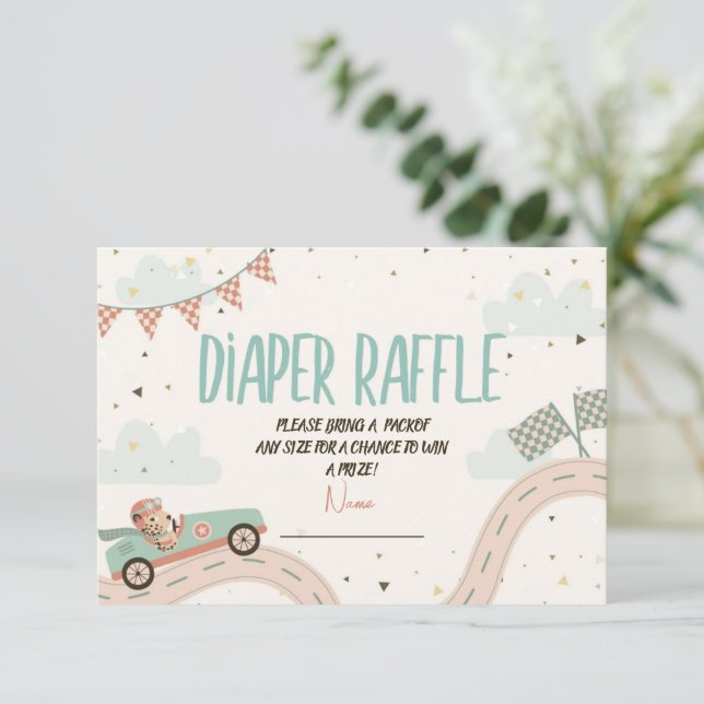 Carte de rabat Baby shower rapide de course automo (Debout devant)