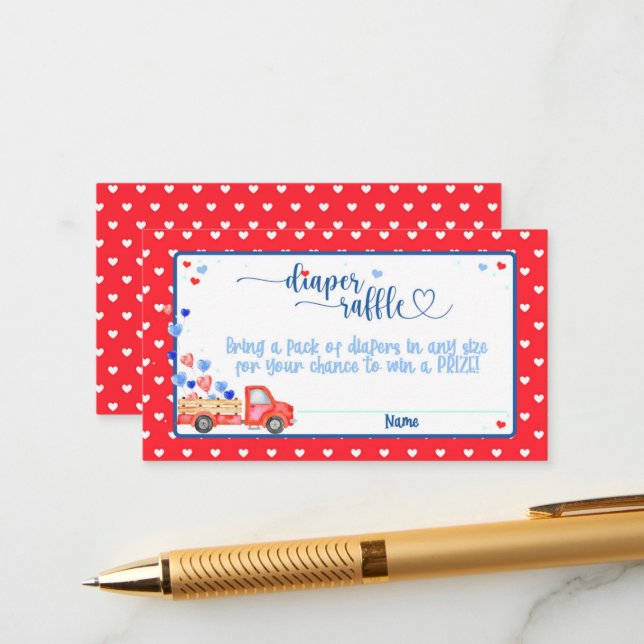 Carte de rabat du Baby shower de coupe-coeur (Devant/Arrière en situation)