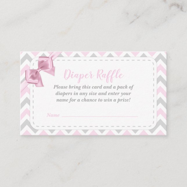 Carte de rabat pour Baby shower de couche rose fil (Devant)