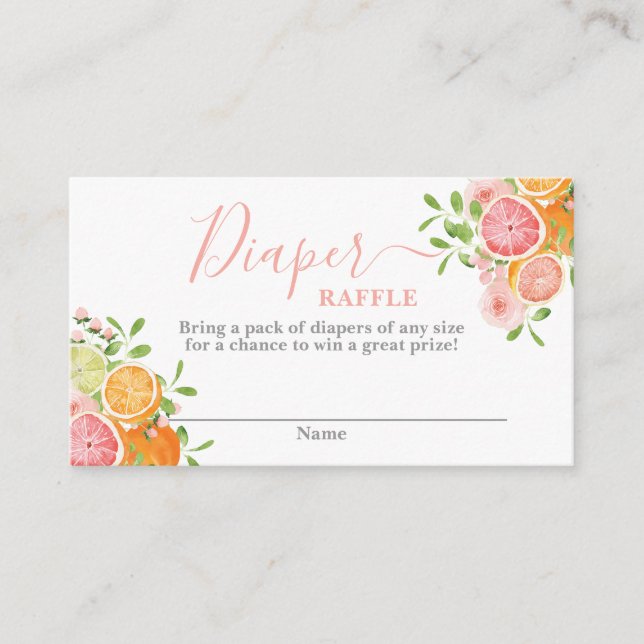 Carte de rabat pour fille Baby shower d'agrumes (Devant)