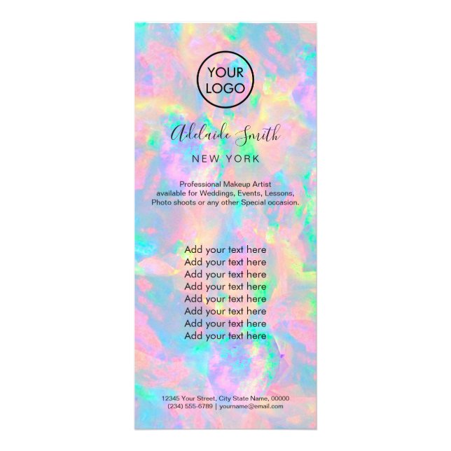 carte de rack pastel opal price list (Devant)