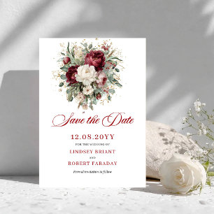 Carte de rappel chic florale rose burgundy