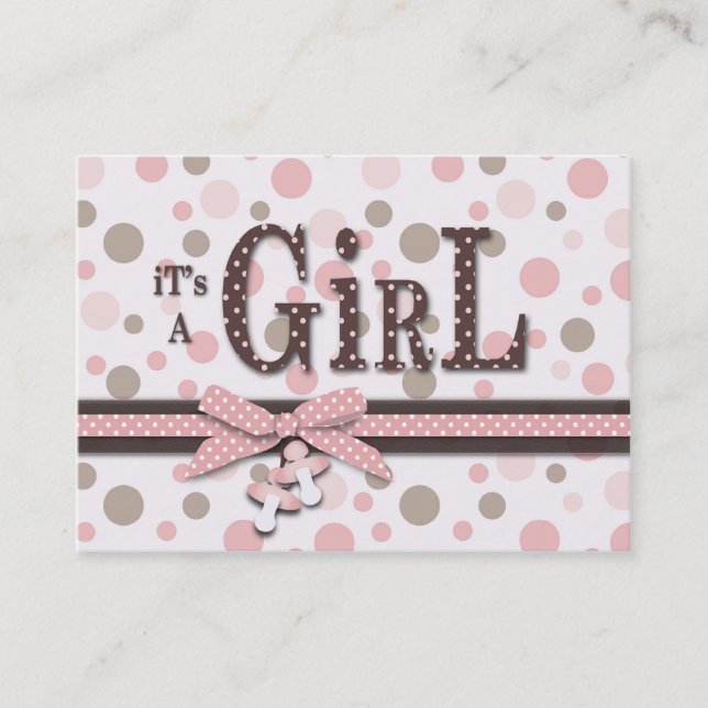 Carte de rappel de baby shower de fille (Devant)