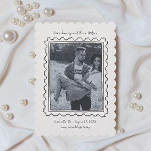 Carte de rappel de date de mariage à timbre-poste