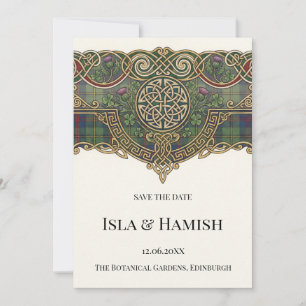 Carte de rappel de date de mariage au tartan celti