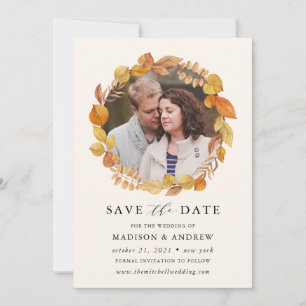 Carte de rappel de date de mariage Automne   Photo