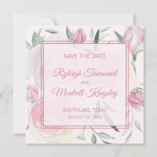 Carte de rappel de date de mariage avec des roses 