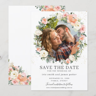 Carte de rappel de date de mariage photo florale i