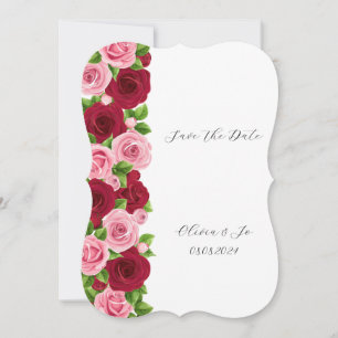 carte de rappel de date exquise à fleurs rouges et