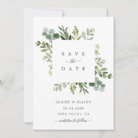 Carte de rappel de mariage à cadre carré avec feui