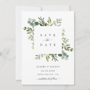 Carte de rappel de mariage à cadre carré avec feui