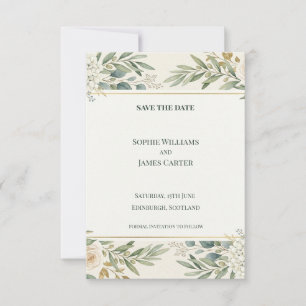 Carte de rappel de mariage à la verdure florale bl