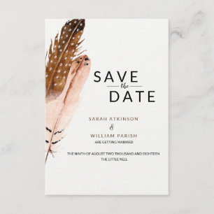 Carte de rappel de mariage à l'aquarelle avec plum