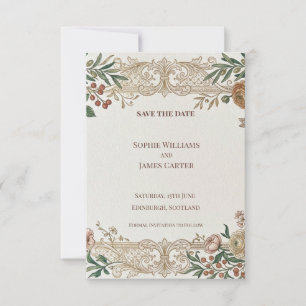 Carte de rappel de mariage à motif botanique vinta