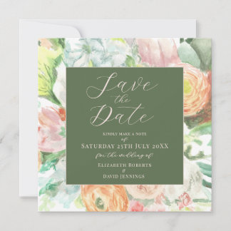 Carte de rappel de mariage à motif floral aquarell