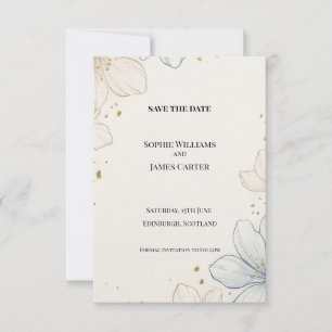Carte de rappel de mariage à motif floral linéaire