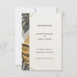 Carte de rappel de mariage abstrait noir or