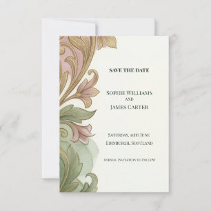 Carte de rappel de mariage Art Nouveau en rose dor