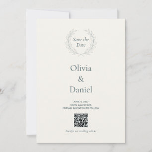 Carte de rappel de mariage avec code QR Olive Bran
