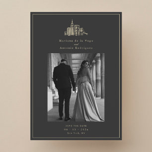 Carte de rappel de mariage avec photo de la skylin