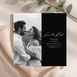 Carte de rappel de mariage chic et plate en noir  