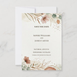 Carte de rappel de mariage Floral Vert Rustique