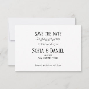 Carte de rappel de mariage minimaliste à motif bot