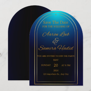 Carte de rappel de mariage moderne Blue Arch