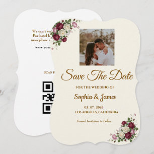 Carte de rappel de mariage moderne burgundy floral