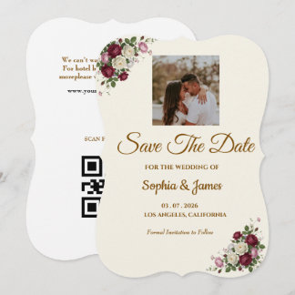 Carte de rappel de mariage moderne burgundy floral
