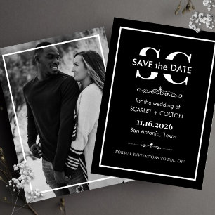 Carte de rappel de mariage noir et blanc intempore