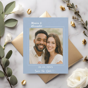 Carte de rappel de mariage photo bleu poussiéreux