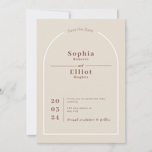 Carte de rappel de mariage SOPHIA Désert Bohème Mo (Devant)