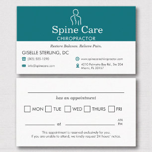 Carte de rappel de rendez-vous de chiropraticien s
