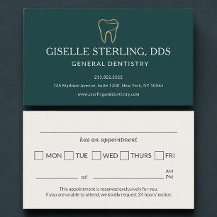Carte de rappel de rendez-vous de dentisterie vert
