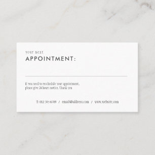 Carte de rappel de rendez-vous élégante et simple