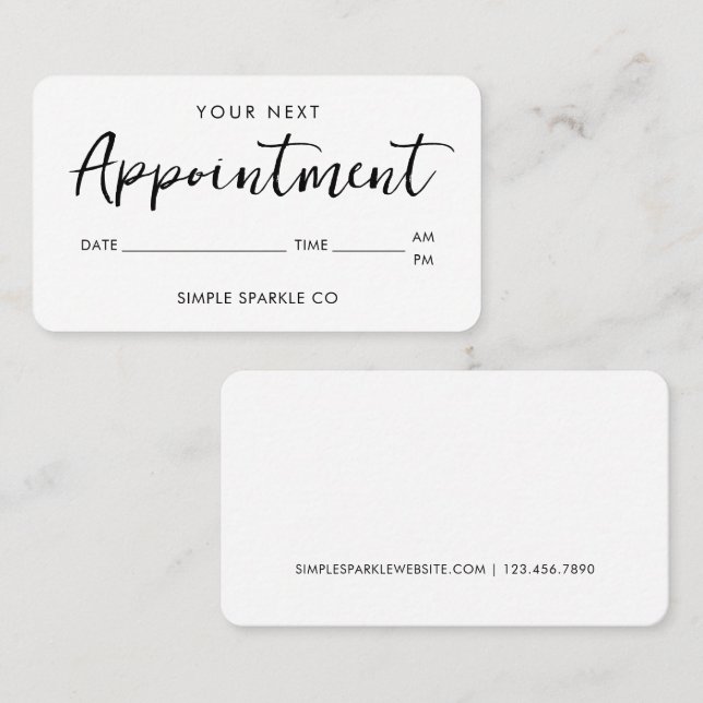 Carte de rappel de rendez-vous minimal de script m (Devant / Derrière)