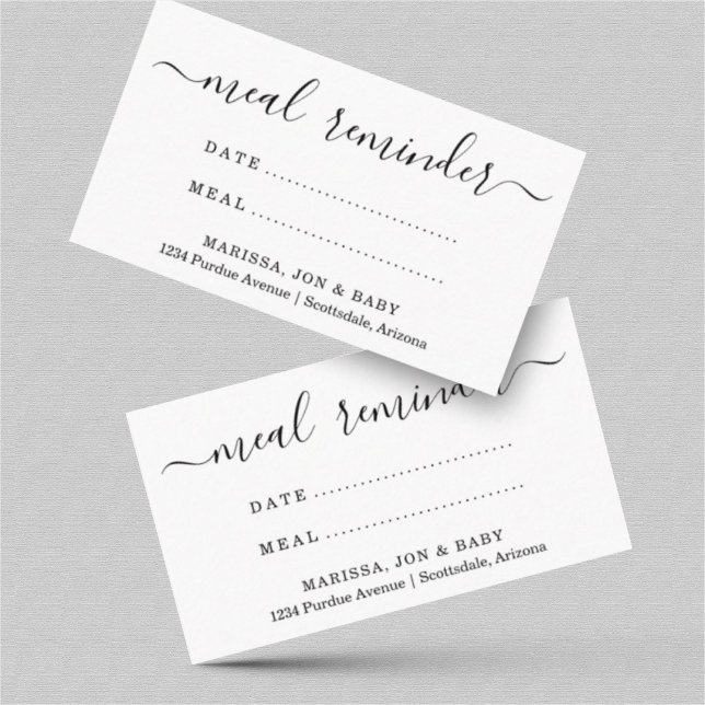 Carte de rappel des repas du train alimentaire (Créateur téléchargé)