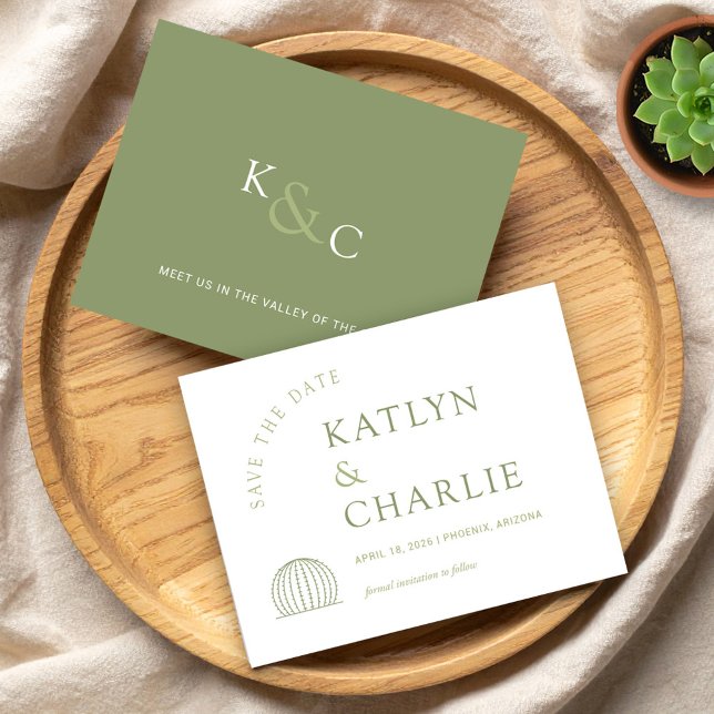 Carte de rappel moderne de cactus du Sud-Ouest (Modern Southwestern Cactus Save The Date Card)