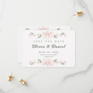 Carte de rappel personnalisée à fleurs rose tendre